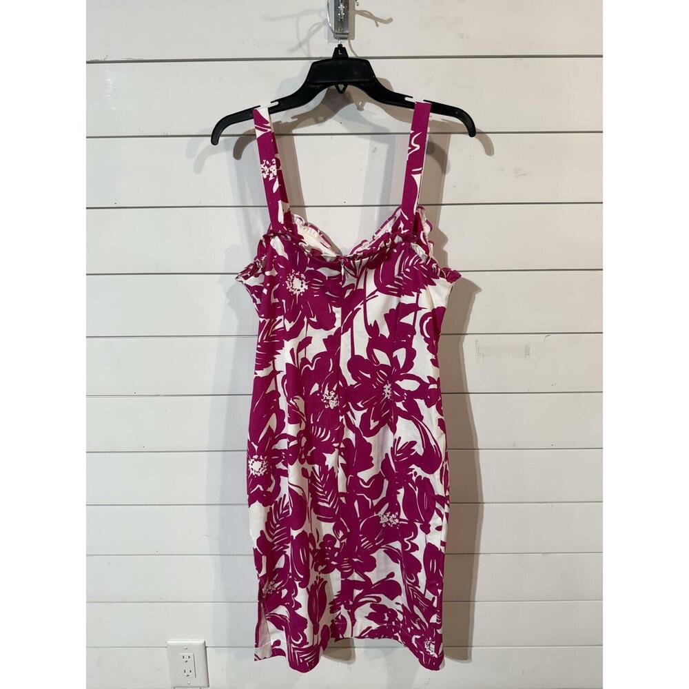 Trina Turk Women's Pink/White Floral Ruffle Sheath Dress 12 NWT - Picture 4 of 4